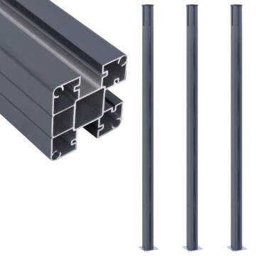 Vidaxl Fence Posts 3 Pcs Dark Grey 185 Cm Aluminium