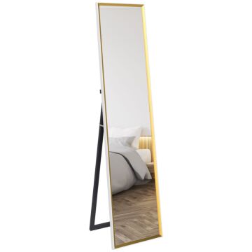 Homcom Full Length Mirror, 37 X 157cm Wall Mounted, Leaning, Free Standing Mirror, Framed Full Body Mirror For Living Room, Bedroom, White