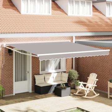 Vidaxl Manual Retractable Awning Light Grey 400x300 Cm