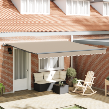 Vidaxl Manual Retractable Awning Beige 400x300 Cm