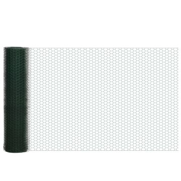 Pawhut 1m X 25m Chicken Wire Mesh, Foldable Pvc Coated Welded Garden Fence, Roll Poultry Netting, For Rabbits, Ducks, Gooses, Dark Green