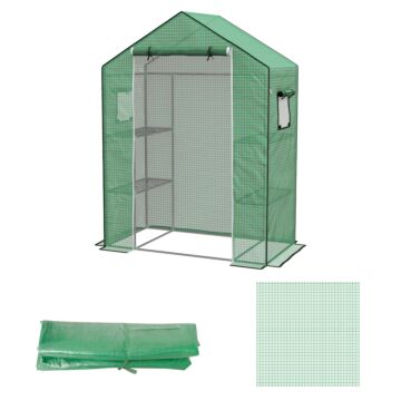 Outsunny Greenhouse Cover Replacement Walk-in Pe Hot House Cover With Roll-up Door And Windows, 140 X 73 X 190cm, Green
