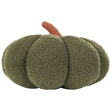 Pumpkin Cushion Green Boucle ⌀ 35 Cm Throw Pillow Halloween Decor Stuffed Toy Beliani