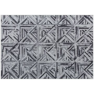 Homcom Modern Area Rug, Triangle Pattern Non-slip Washable Rug, Chenille Floor Carpet For Living Room, Bedroom, Dining Room, Home Office, 170 X 120 Cm, Black