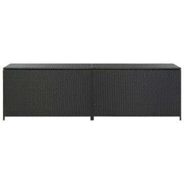 Vidaxl Garden Storage Box Poly Rattan 200x50x60 Cm Black