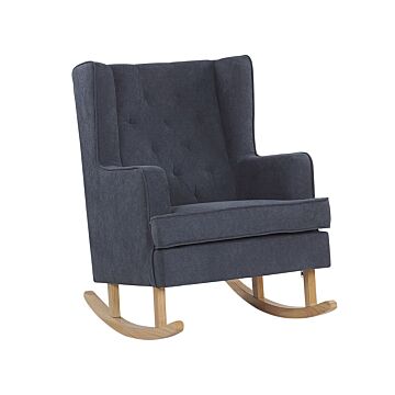 Rocking Chair Grey Fabric Solid Wooden Skates Classic Beliani