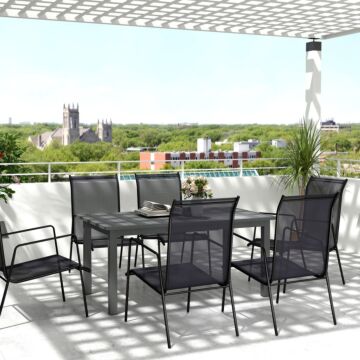 Outsunny Aluminium Extending Garden Table With Slatted Top For 6-8 Person, 160/220 X 90 X 73 Cm, Grey
