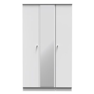 Yarmouth Tall Triple Mirrored Wardrobe In White