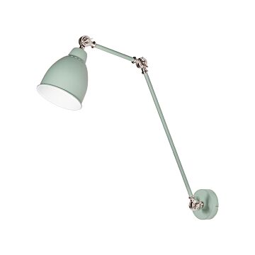 Wall Spot Lamp Light Green Metal Ø 14 Cm Matt Finish Long Swing Arm Reading Light Modern Design Beliani