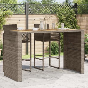Vidaxl Garden Table With Acacia Wood Top Grey 185x80x110 Cm Poly Rattan