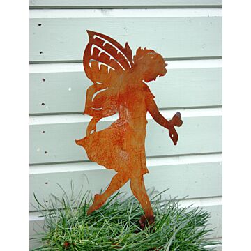 Large Fairy On Stake Bare Metal/ready To Rust