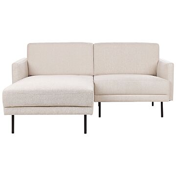 Corner Sofa Polyester Light Beige 192 X 155 Couch 2-seater Upholstered Metal Legs Woven Fabric Cushioned Back Minimalist Modern Beliani