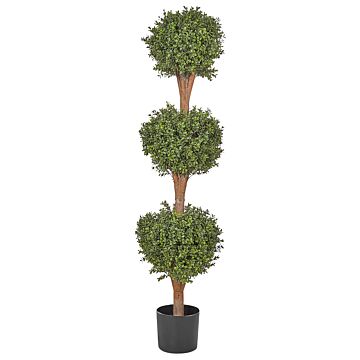 Artificial Potted Buxus Ball Tree Green Plastic Leaves Material Solid Wood Trunk 154 Cm Decorative Indoor Outdoor Garden Accessory Beliani