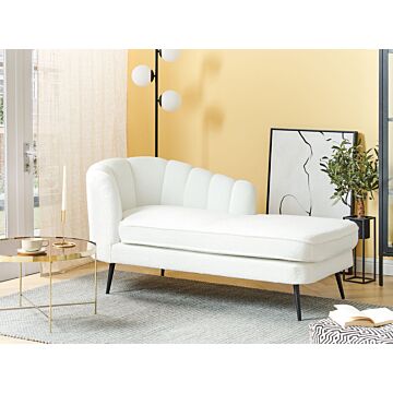 Chaise Lounge Cream White Boucle Upholstery Black Metal Legs Left Hand Modern Design Living Room Furniture Beliani