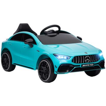 Aiyaplay Mercedes-amg Cla 45 Licensed 12v Kids Electric Car Ride On Car W/ Remote, Suspension Lights Music Horn - Light Blue