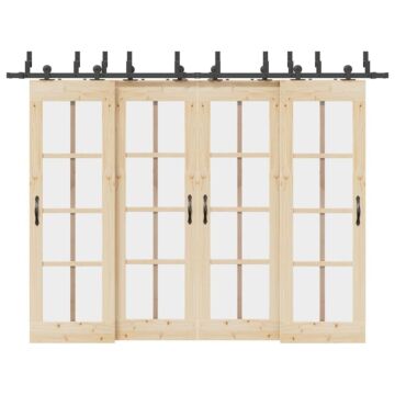 Vidaxl Sliding Door Hardware Kit 305 Cm Steel Black