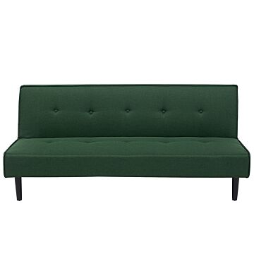 Sofa Bed Dark Green 3 Seater Buttoned Seat Click Clack Beliani