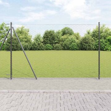 Vidaxl Hexagon Fence Grey 1,4x50 M Steel, Vidaxl Fence Posts With Base Plates 13 Pcs Ø32mm 78,5cm Galvanised Steel