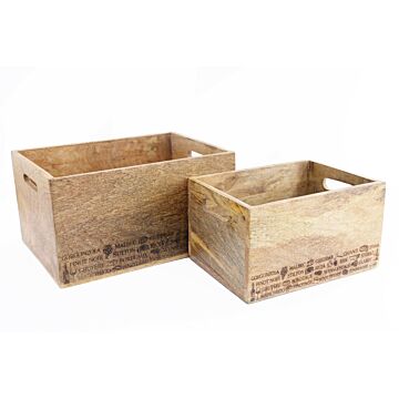 Set Of Two Engraved Cheese & Wine Word Crates