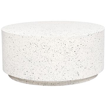 Accent Coffee Table White With Terrazzo Effect Mgo Fiberglass Round Top Uv Stain Rust Water Wind Resistant Modern Outdoor Living Room Beliani