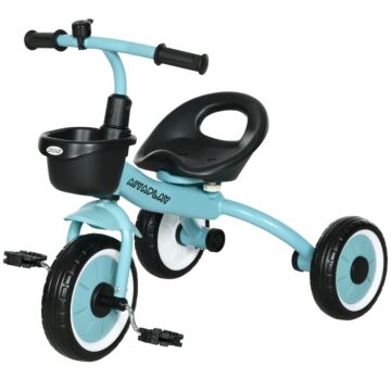 Aiyaplay Kids Trike, Tricycle, With Adjustable Seat, Basket, Bell, For Ages 2-5 Years - Blue