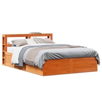 Vidaxl Bed Frame With Headboard Wax Brown 120x200 Cm Solid Wood Pine