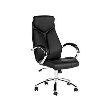 Office Chair Black Faux Leather Swivel Desk Computer Adjustable Beliani