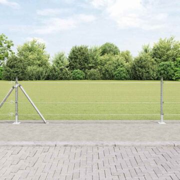 Vidaxl Welded Wire Fence With 13 Flanged Posts 0.5x100 M Galvanised Steel