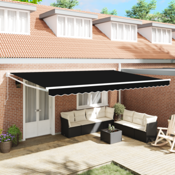 Vidaxl Manual Retractable Awning Black 500x300 Cm