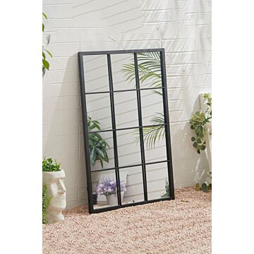 60cm W X 90cm H Rectangular 12-pane Window Mirror With Black Metal Frame