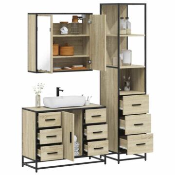 Vidaxl 3 Piece Bathroom Furniture Set Sonoma Oak Engineered Wood