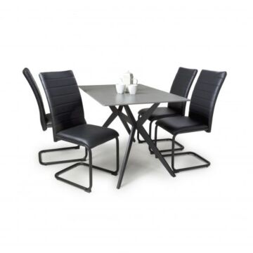 Timor 1.2m Grey & 4 Carlisle Black Dining Set