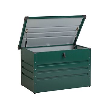 Outdoor Storage Box Green Galvanized Steel 300 L Industrial Garden Beliani