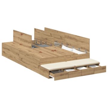 Vidaxl Storage Bed Frame Artisan Oak Engineered Wood 120 X 190 Cm