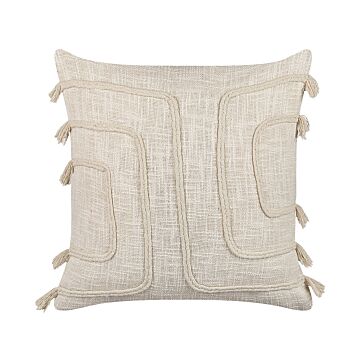 Decorative Cushion Beige 45 X 45 Cm Absract Pattern Square Home Accessory Beliani