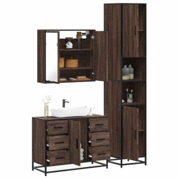 Vidaxl 4 Piece Bathroom Furniture Set Brown Oak Engineered Wood