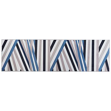 Runner Rug Multicolour Polyester 70 X 200 Cm Geometric Striped Pattern Anti-slip Bottom Modern Hallway Beliani