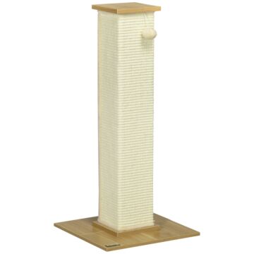 Pawhut 80 Cm Scratching Post Cat Tree With Play Ball, Scratching Post Made Of Sisal Rope