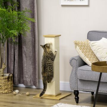 Pawhut 80 Cm Scratching Post Cat Tree With Play Ball, Scratching Post Made Of Sisal Rope