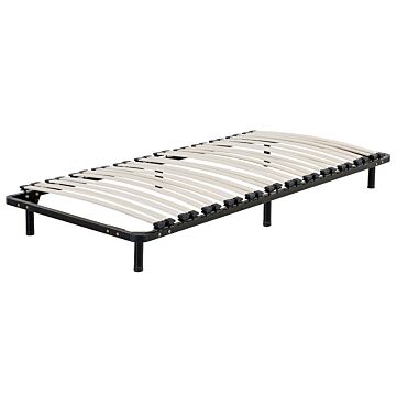 Freestanding Bed Base Eu Single Size 3ft Solid Wood Slats Metal Frame On Legs Beliani