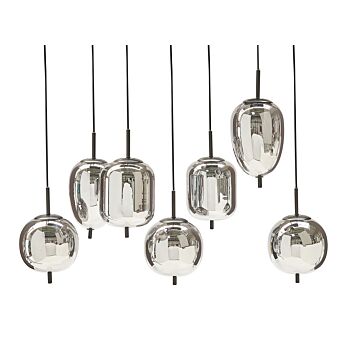 Pendant Lamp Semi-transparent Smoked Silver Glass Shades Iron 7 Light Modern Design Home Accessories Living Room Beliani