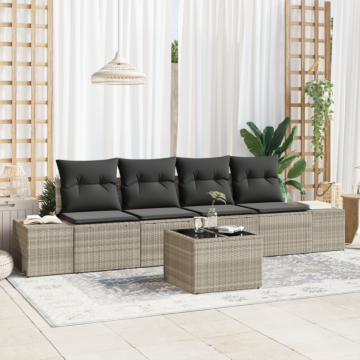 Vidaxl 5 Piece Garden Sofa Set With Cushions Light Grey Poly Rattan