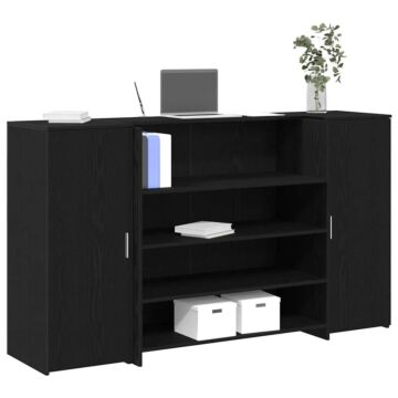 Vidaxl Reception Desk Black Oak 180x50x103.5 Cm Engineered Wood