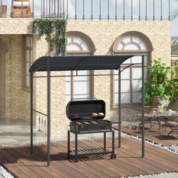 Outsunny 2m (7ft) Bbq Grill Gazebo Tent Garden Grill Metal Frame And Canopy With Hooks Outdoor Sun Shade, Grey