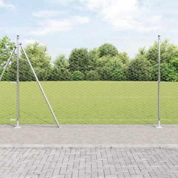 Vidaxl Hexagon Fence 1.6 X 50 M Galvanized Steel, Vidaxl Fence Posts With Base Plates 13 Pcs Ø32mm 88.5cm Galvanized Steel