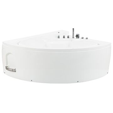 Whirlpool Bath White Sanitary Acrylic Led Illumination Double 206 X 164 Cm Oval Modern Design Beliani
