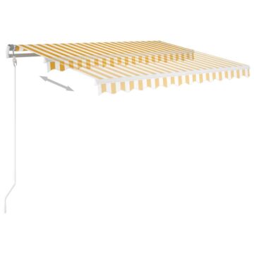 Vidaxl Manual Retractable Awning With Posts 3x2.5 M Yellow And White