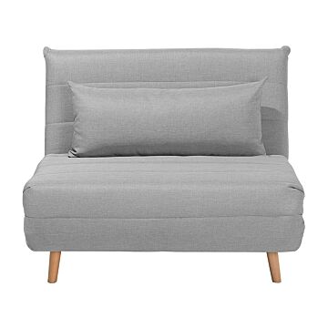 Small Sofa Bed Light Grey Fabric 1 Seater Fold-out Sleeper Armless Scandinavian Beliani