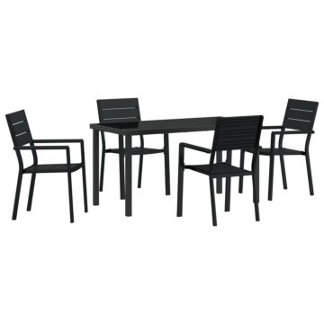Vidaxl 5 Piece Garden Dining Set Black Hdpe