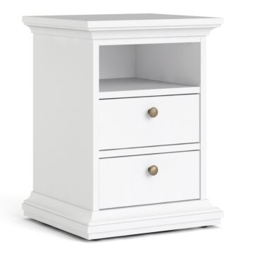 Paris Bedside 2 Drawers In White